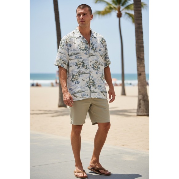 Pierre Cardin Other - Pierre Cardin Vintage Mens M Hawaiian Short Sleeve Cotton Button Shirt